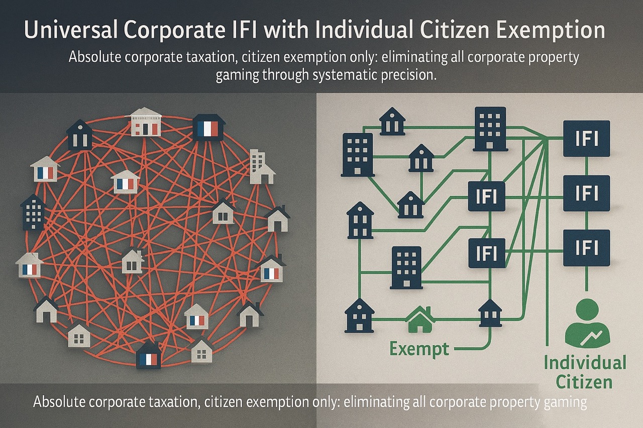 French Real Estate Entanglement Solution: Universal IFI with Individual Citizen Exemption Only - Eliminating Corporate Property Gaming